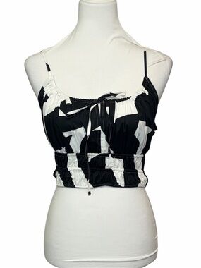 Express Black & White Abstract Blouse
